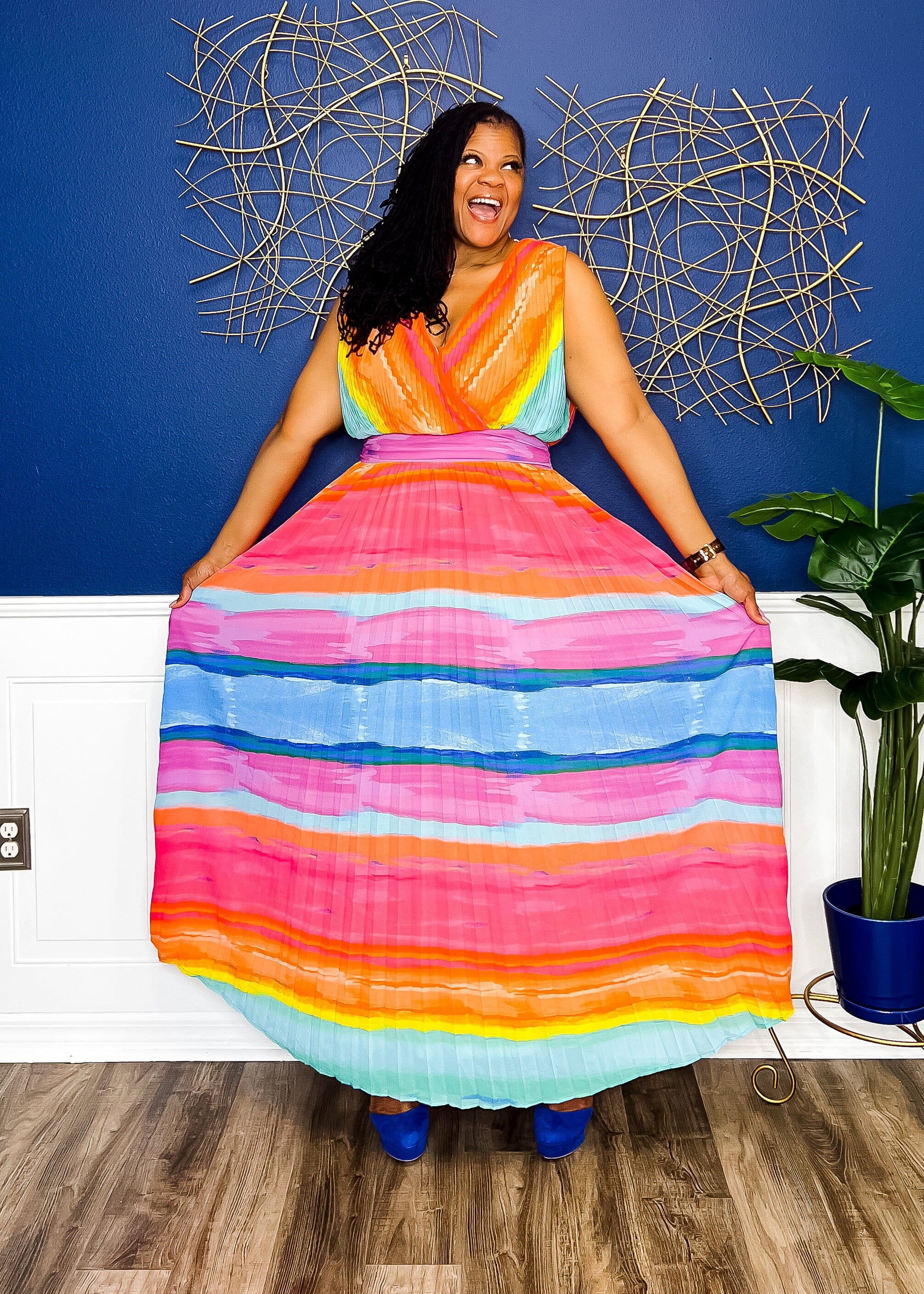 Bright color maxi dress hotsell