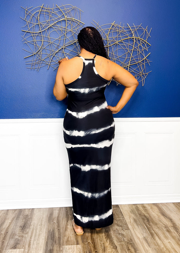 Caught My Eye Tie Dye Maxi Dress- Black Outfit Sets 