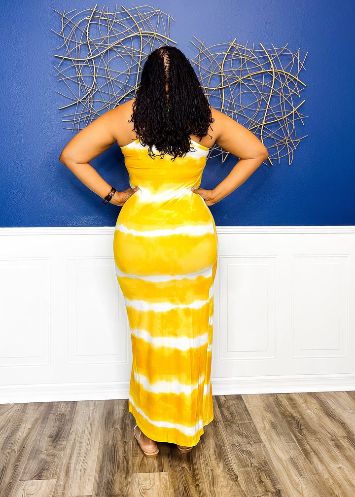 Caught My Eye Tie Dye Maxi Dress- Mustard Outfit Sets 