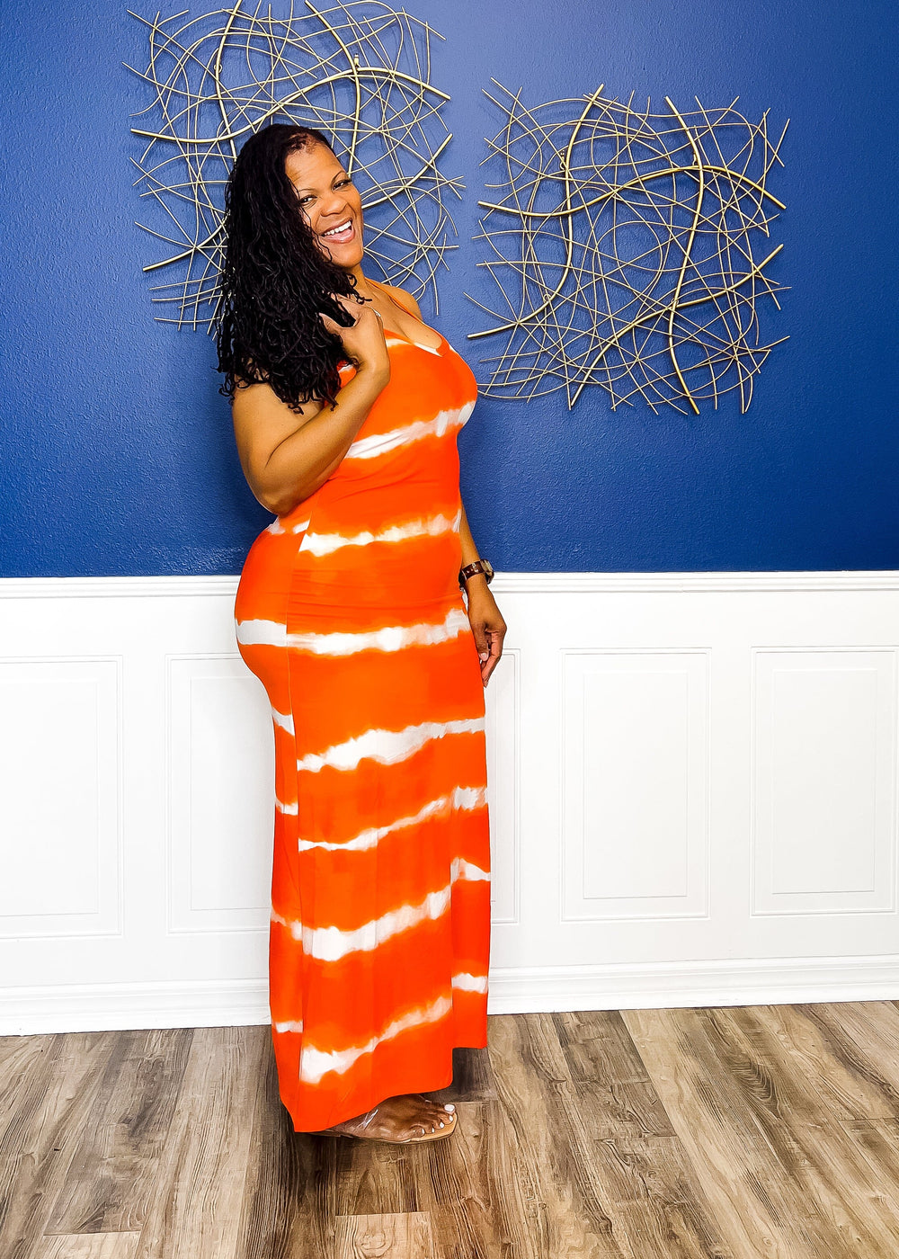 Caught My Eye Tie Dye Maxi Dress- Orange Outfit Sets 