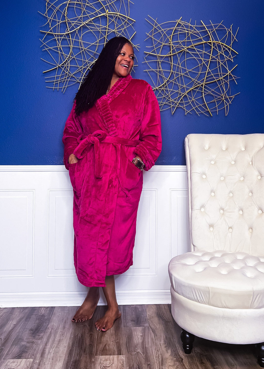 Comfy Cozy Plush Robe- Burgundy Dresses 