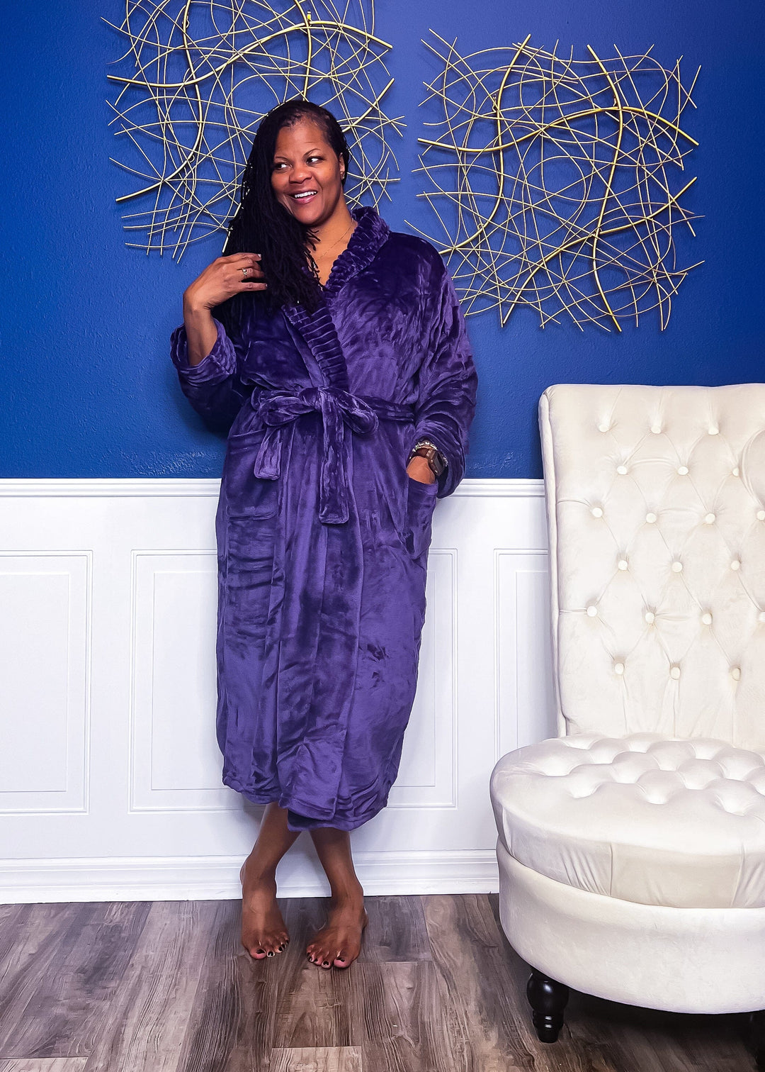 Comfy Cozy Plush Robe- Purple Dresses 