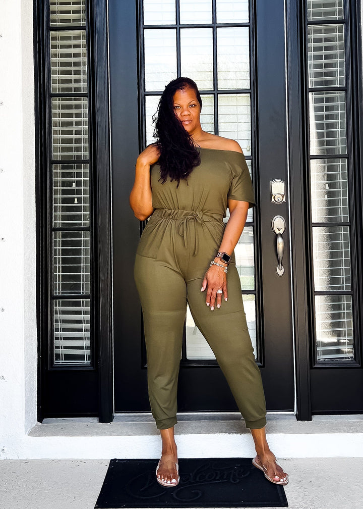 Drawstring Donna Jumpsuit- Olive Outfit Sets S 