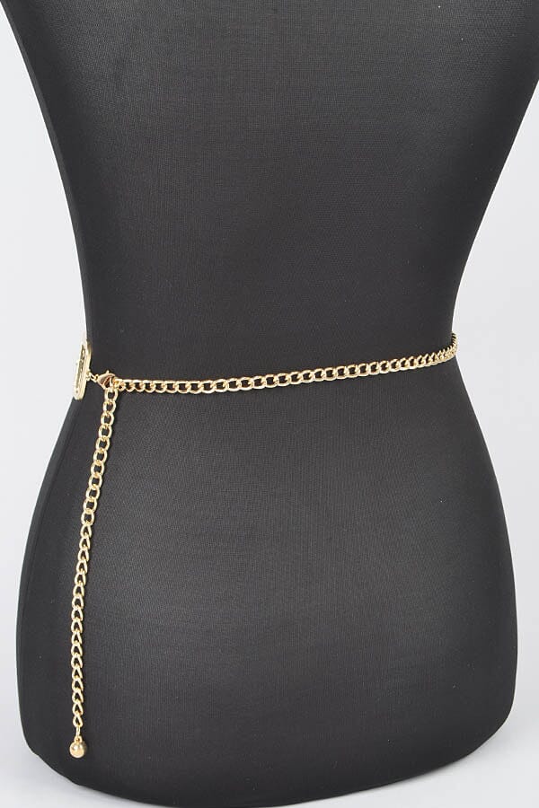 Rhinestone Rachel Plus Size Chain Belt- Gold 