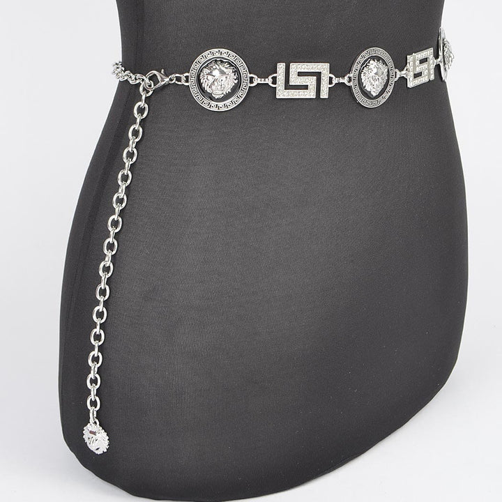 Rhinestone Rachel Plus Size Chain Belt- Silver 