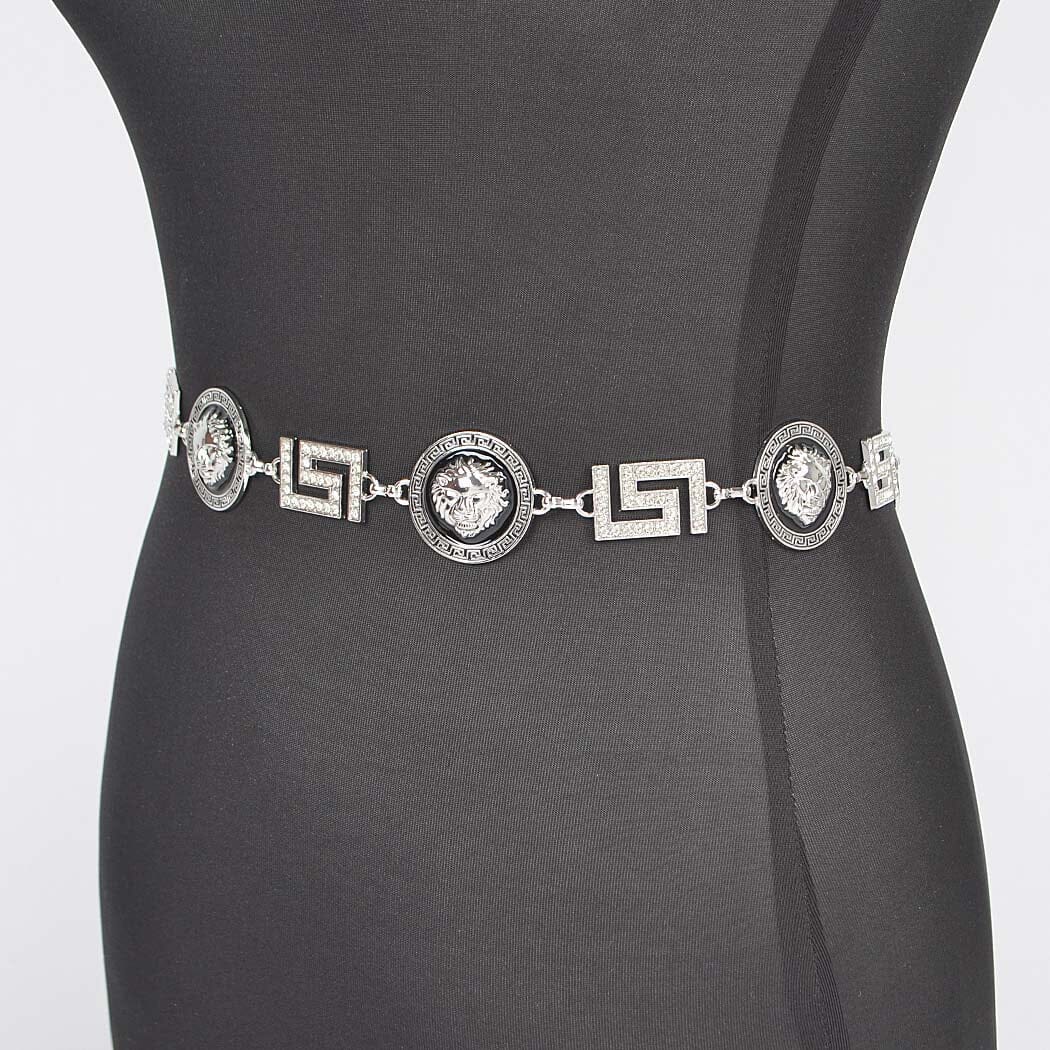 Rhinestone Rachel Plus Size Chain Belt- Silver 