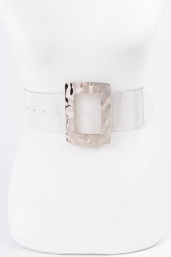 Slay Girl Metal Clear Plus Size Belt- Silver 