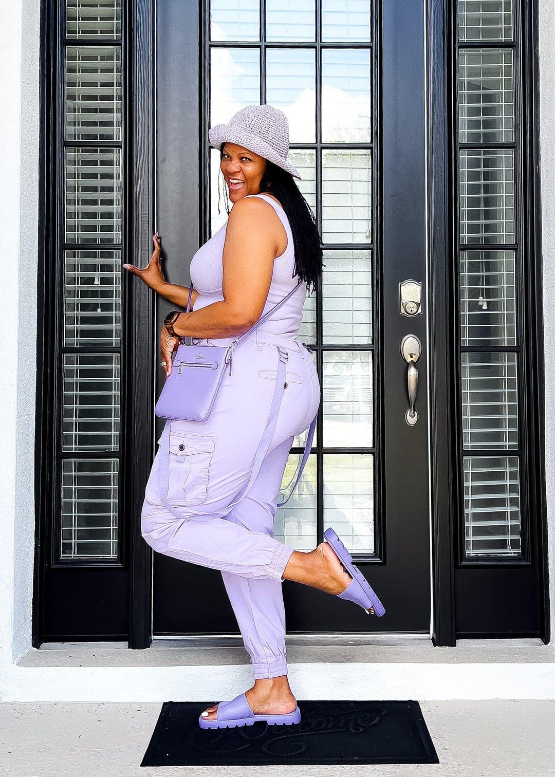 Suspended in Air Cargo Joggers- Lilac Pants 