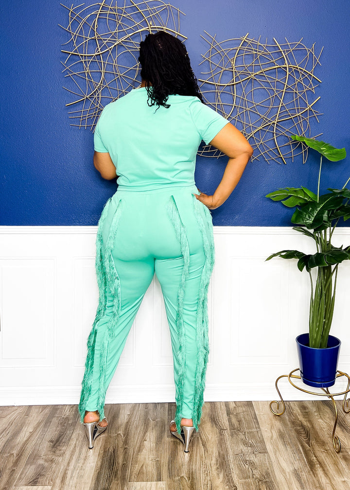 They Gawk When I Walk Two Piece Pant Set- Jade Outfit Sets 