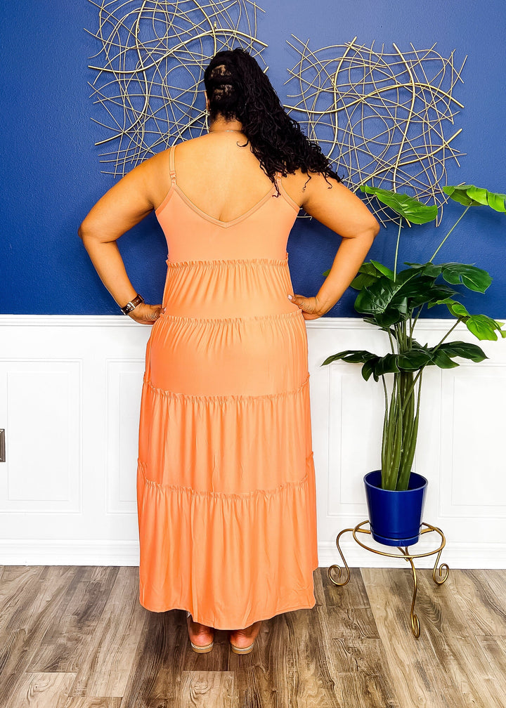 Tiered Tammy Maxi Dress With Pockets- Coral Dresses 