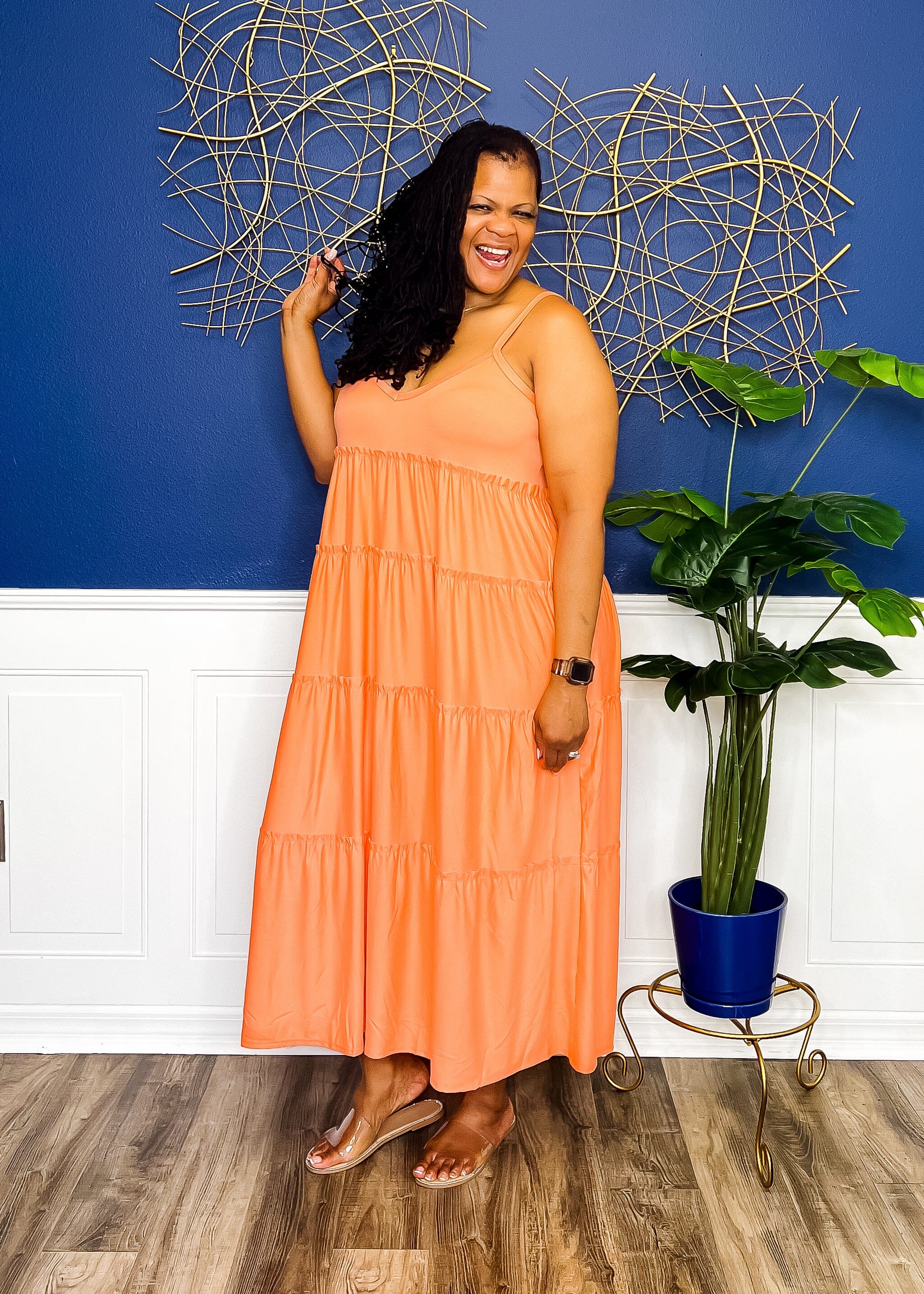 Tiered Tammy Maxi Dress With Pockets Coral FINAL SALE It s the Curves for Me