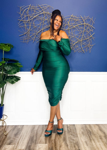 Emerald green pencil outlet dress