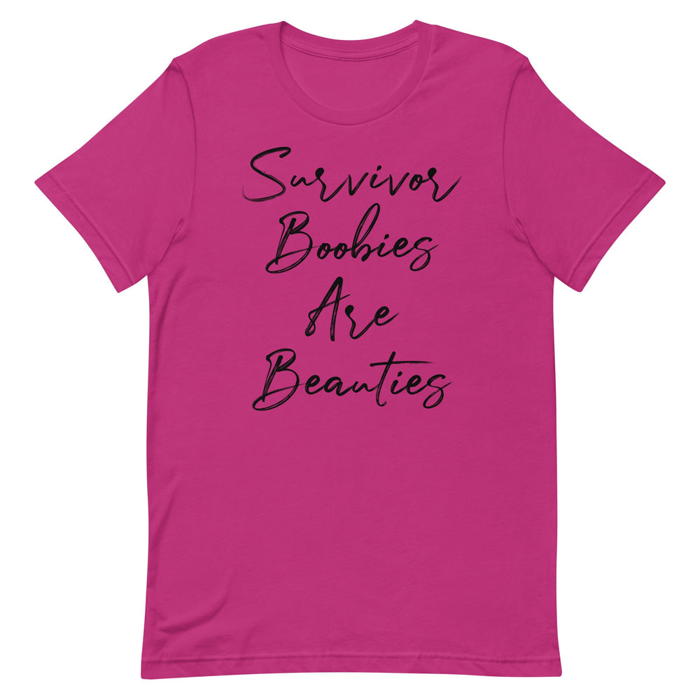 SURVIVOR BOOBIES ARE BEAUTIES WOMEN'S SHIRT - BLACK FONT Berry S 